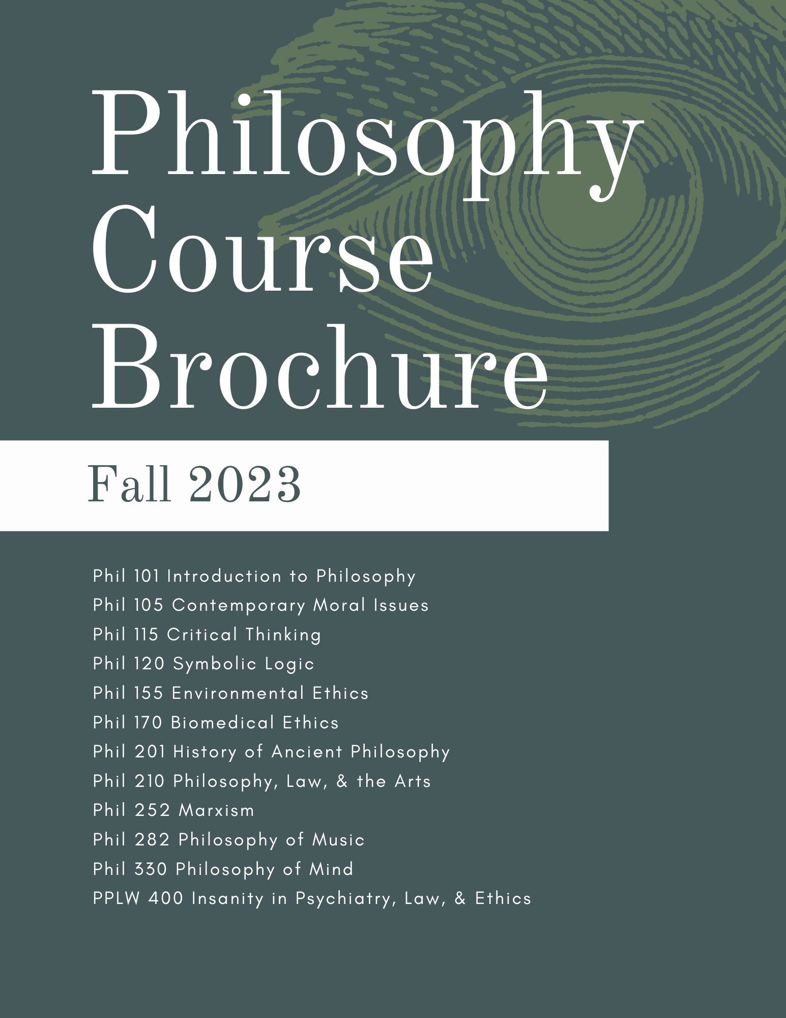 Philosophy Spring 2023 Course Brochure Cover